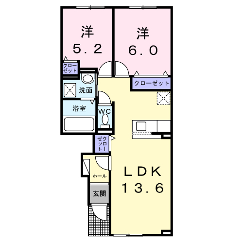 ヴィラ・サルターレ(2LDK/1階)の間取り写真