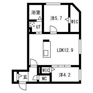 PRIMAVORTA新札幌(2LDK/4階)の間取り写真