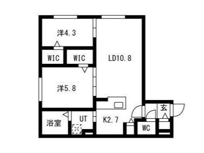 PRIMAVORTA新札幌(2LDK/4階)の間取り写真