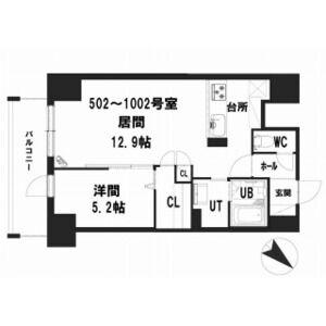 グランメール ハピネス美園(1LDK/10階)の間取り写真