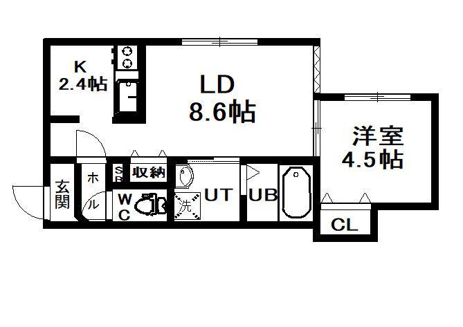 HALULET(1LDK/4階)の間取り写真