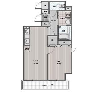 プレミール北野(1LDK/6階)の間取り写真
