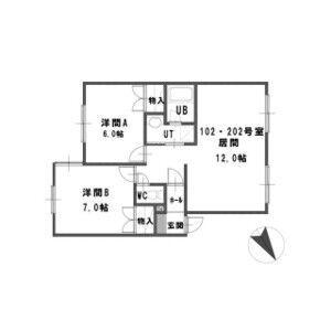 ルミエール北郷B(2LDK/2階)の間取り写真