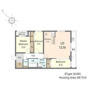 SーRESIDENCE東札幌BLING(3LDK/2階)の間取り写真