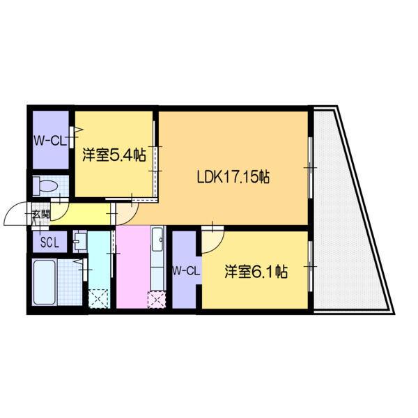 ヴォヤージュ菊水(2LDK/1階)の間取り写真