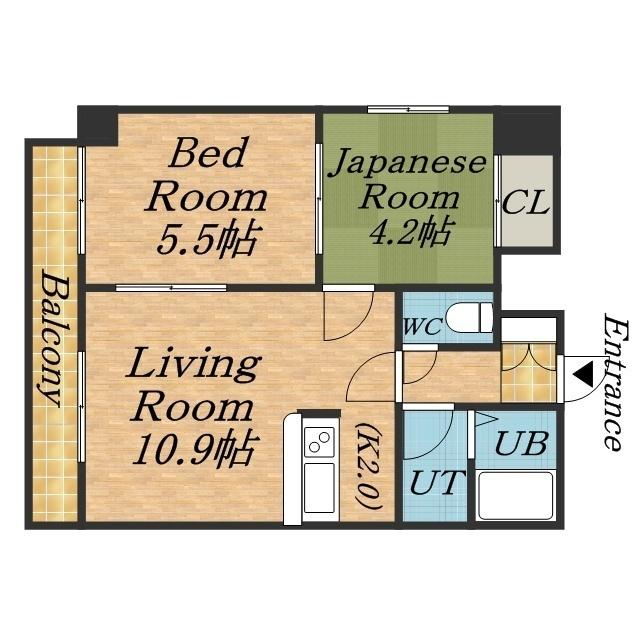 エンドレス三井平和通Ⅰ(2LDK/2階)の間取り写真
