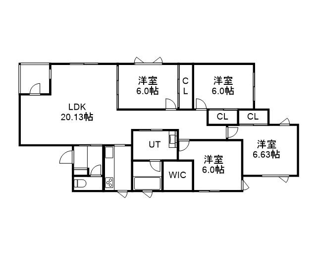 南郷通9丁目長井APⅡ(4LDK/1階)の間取り写真
