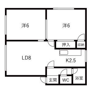 山信ハイツ(2LDK/3階)の間取り写真