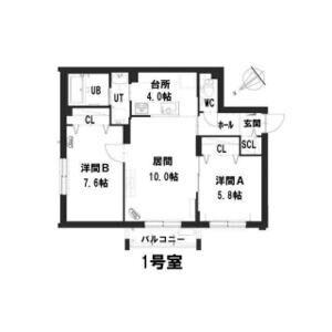 グランメール平和通公園(2LDK/4階)の間取り写真