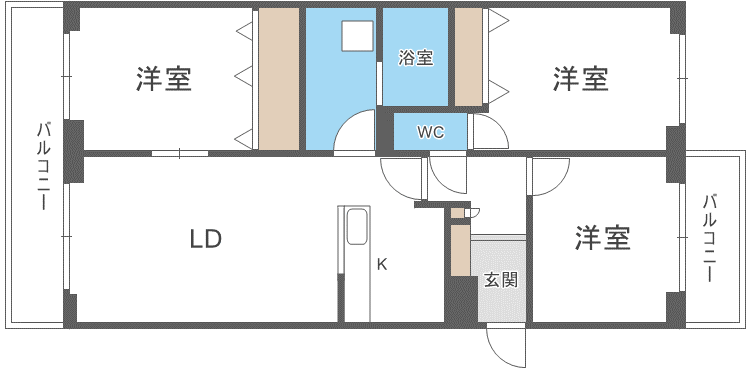 BRO北野(3LDK/9階)の間取り写真