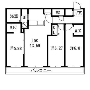 GA-福住1-1MS B棟(3LDK/2階)の間取り写真