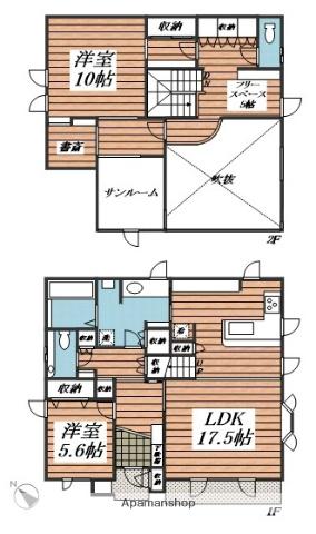 札幌市東西線 ひばりが丘駅(北海道) 徒歩19分 2階建 築27年(2SLDK)の間取り写真