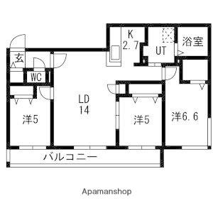 本郷通1丁目北マンション(3LDK/4階)の間取り写真