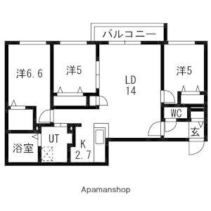 本郷通1丁目北マンション(3LDK/5階)の間取り写真
