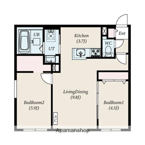 PLATZ新札幌(2LDK/2階)の間取り写真