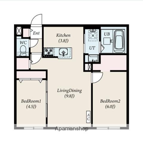 PLATZ新札幌(2LDK/2階)の間取り写真