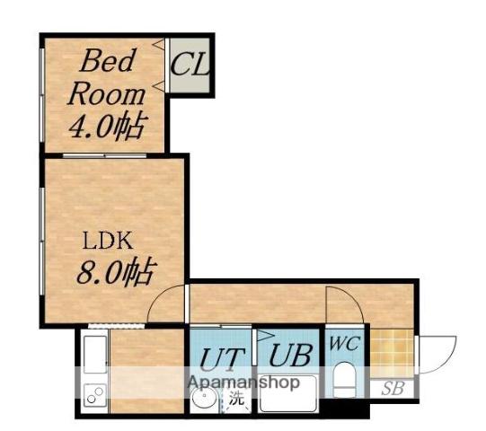 カラバオ白石(1DK/2階)の間取り写真