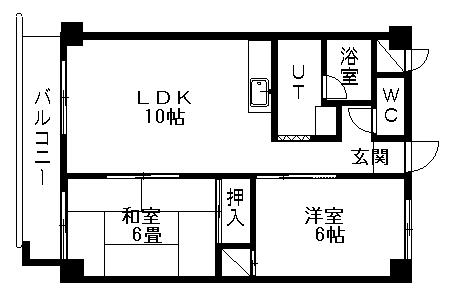アクティブプラザ上野幌(2LDK/4階)の間取り写真