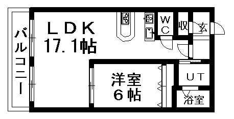 KKS羊ヶ丘(1LDK/8階)の間取り写真