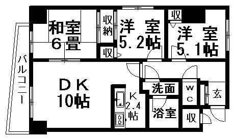コートロティ美しが丘(3LDK/7階)の間取り写真