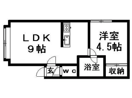 セントガーデン(1DK/3階)の間取り写真