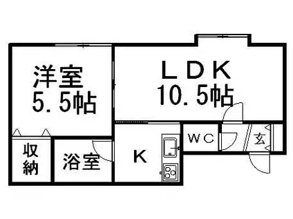 メゾンパークス(1LDK/3階)の間取り写真