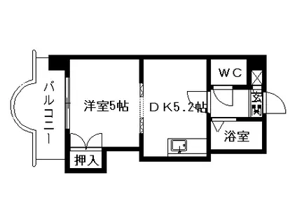 エンドレス三井リバーサイド(1DK/7階)の間取り写真