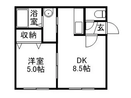 サザンヒルズ壱番館(1LDK/3階)の間取り写真