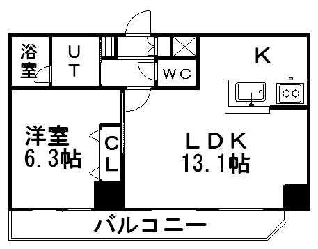 アーバンフラッツ豊平1条(1LDK/2階)の間取り写真
