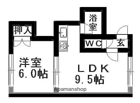 ソレイユ北郷(1LDK/2階)の間取り写真