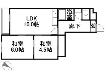 第2タヂカビル(2LDK/9階)の間取り写真