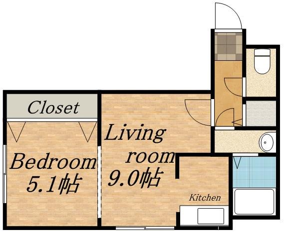 デルソール豊平(1DK/1階)の間取り写真