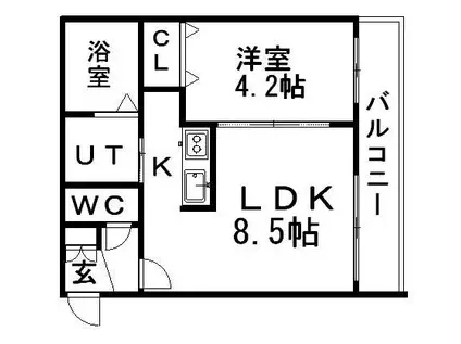 グランドサクセス東札幌(1LDK/3階)の間取り写真
