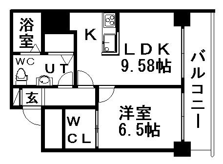 TEADA北4条(1LDK/11階)の間取り写真