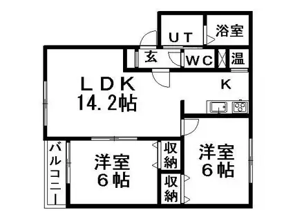 グレイススクエア菊水元町弐号館(2LDK/1階)の間取り写真