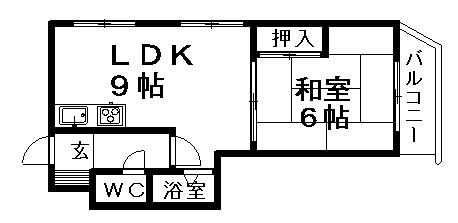 小野ビル(1LDK/1階)の間取り写真