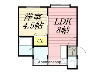 ヴェルデュール東札幌(1LDK/3階)の間取り写真