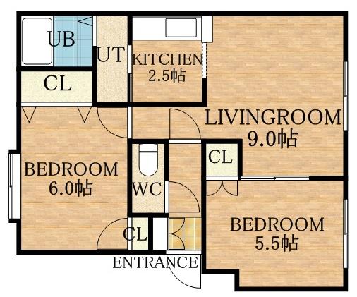 カサグランデ白石(2LDK/1階)の間取り写真