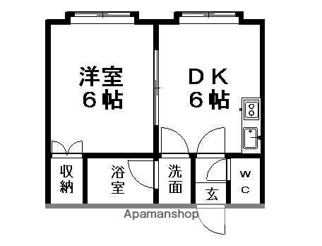 エミネンス美園114(1DK/2階)の間取り写真
