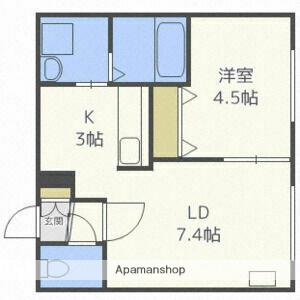 YELL東札幌(1LDK/2階)の間取り写真