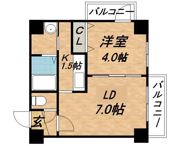 ラ・ヴィスタ行啓通(1LDK/4階)の間取り写真