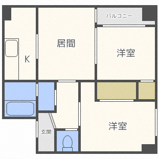 朝日レジデンス(2DK/8階)の間取り写真