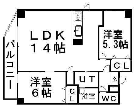スカイコート(2LDK/10階)の間取り写真