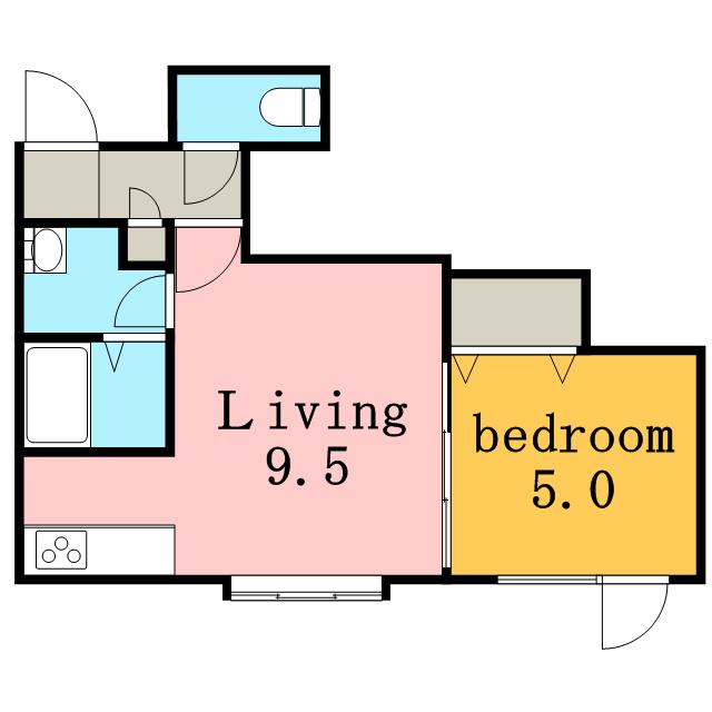 シティリバー(1LDK/2階)の間取り写真