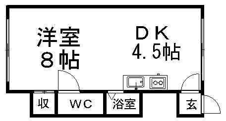 サニーハイツ本通(1LDK/2階)の間取り写真