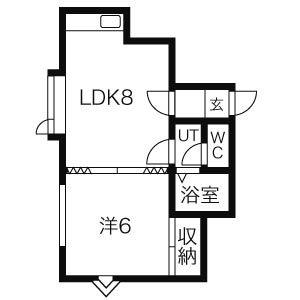 シェーンブルン月寒東(1LDK/2階)の間取り写真