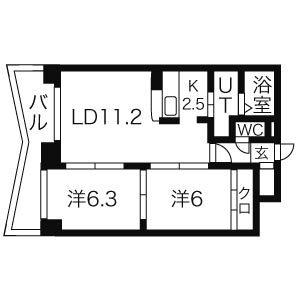 サイラム雅(2LDK/4階)の間取り写真