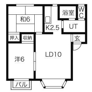 フォーレスト月寒(2LDK/1階)の間取り写真
