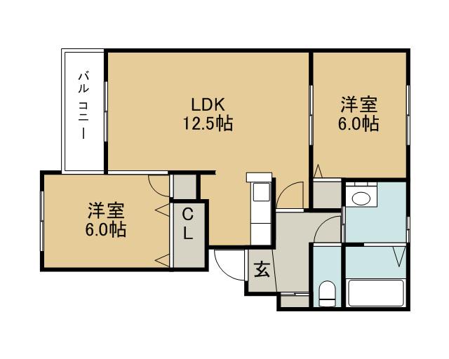 アクアレジデンス2(2LDK/4階)の間取り写真