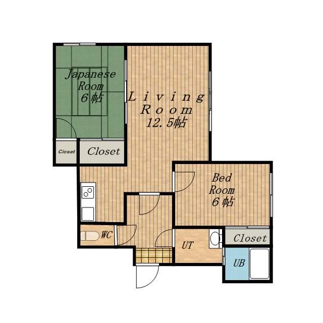 第1司レジデンス(2LDK/3階)の間取り写真